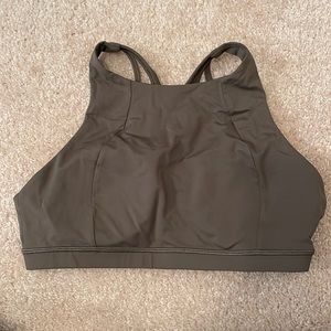 Free to be Serene High neck sports bra. Olive green. Size 10